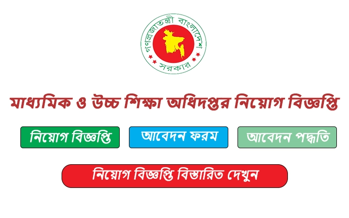 মাধ্যমিক ও উচ্চ শিক্ষা অধিদপ্তর নিয়োগ বিজ্ঞপ্তি