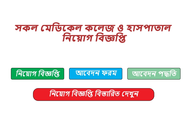 সকল মেডিকেল কলেজ ও হাসপাতাল নিয়োগ বিজ্ঞপ্তি
